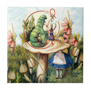 Alice and the Caterpillar in Wonderland Tile