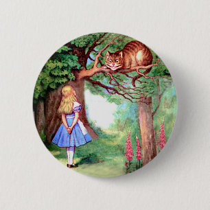 ALICE  AND THE CHESHIRE CAT 2 INCH ROUND BUTTON