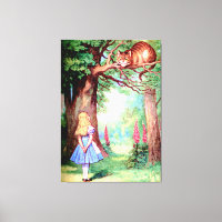Alice and the Cheshire Cat in Wonderland
