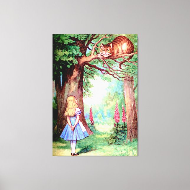 Alice and the Cheshire Cat in Wonderland Canvas Print (Front)
