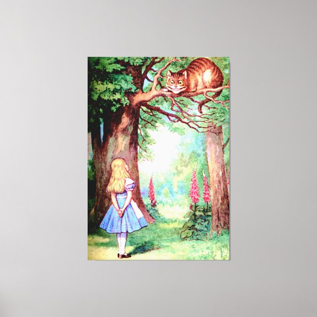 Alice and the Cheshire Cat in Wonderland Canvas Print (Front)