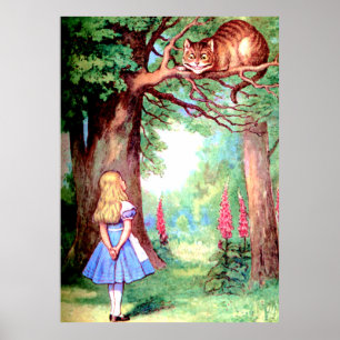 Alice and the Cheshire Cat in Wonderland Poster