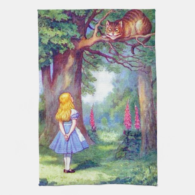 Alice and the Cheshire Cat Kitchen Towel (Vertical)