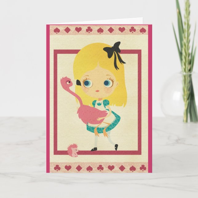 Alice and the Flamingo Greeting Card (Front)
