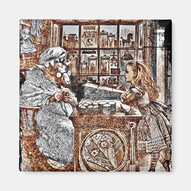 Alice and the Knitting Sheep Magnet (Front)