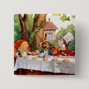 Alice and the Mad Hatter's Tea Party in Wonderland 2 Inch Square Button