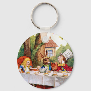 Alice and the Mad Hatter's Tea Party in Wonderland Keychain