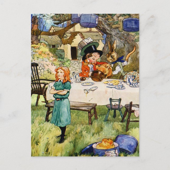Alice and the Mad Hatter's Tea Party Postcard (Front)