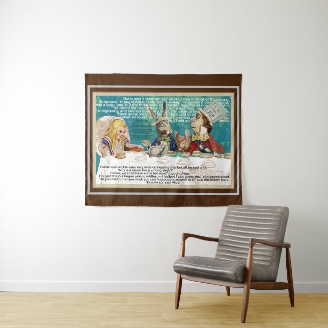 Alice and the Mad Hatter's tea party Tapestry (In Situ (Horizontal))