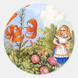 Alice and the Talking Flowers in Wonderland Classic Round Sticker