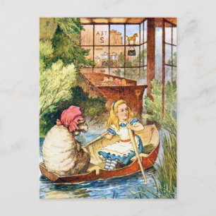 ALICE AND THE WEIRD OLD SHEEP SHOPKEEPER POSTCARD