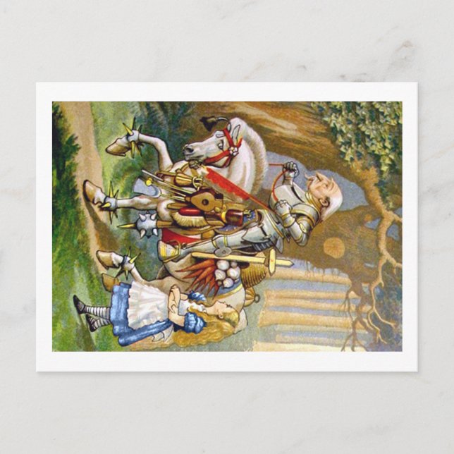 Alice and the White Knight in Wonderland Postcard (Front)