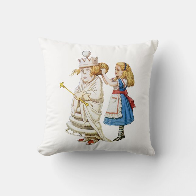 Alice and the White Queen in Wonderland Throw Pillow (Front)