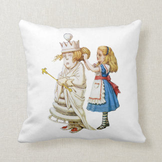 Alice and the White Queen in Wonderland Throw Pillow
