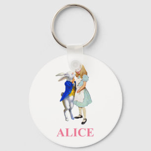 Alice and The White Rabbit in Wonderland Keychain