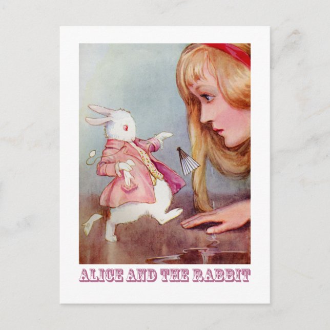 ALICE AND THE WHITE RABBIT POSTCARD (Front)