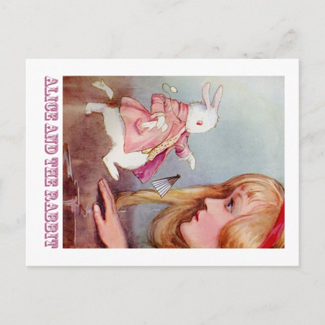 ALICE AND THE WHITE RABBIT POSTCARD (Front)