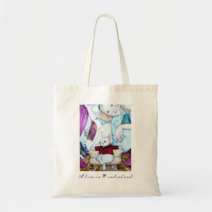 Alice and The White Rabbit Tote Bag