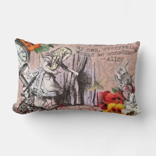 alice art adventures illustration wonderland lumbar pillow