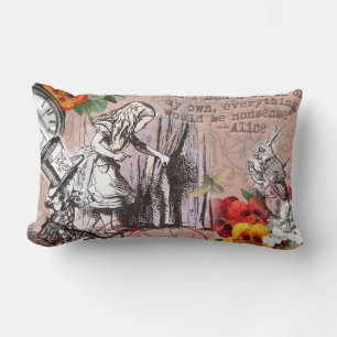 alice art adventures illustration wonderland lumbar pillow