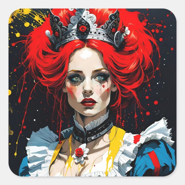 Alice as the Red Queen Square Sticker (Front)