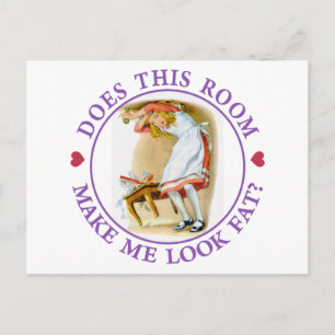 Alice asks, "Does this room make me look fat?" Postcard