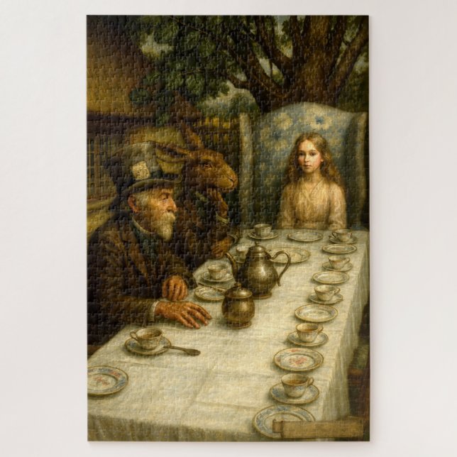 Alice At Mad Hatter Tea Party Jigsaw Puzzle (Vertical)