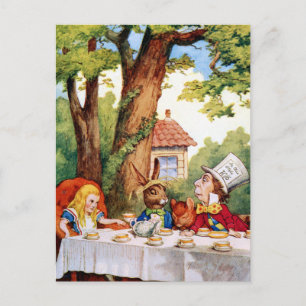 Alice at the Mad Hatter's Tea Party in Wonderland Postcard
