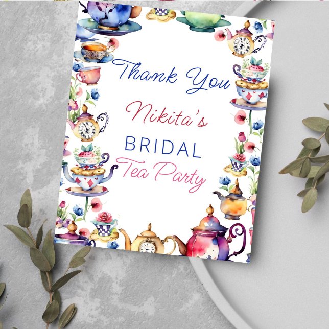 Alice au pays des merveilles carte de remerciement (Bridal shower tea party thank you card Alice in wonderland themed bridal shower thank you card)
