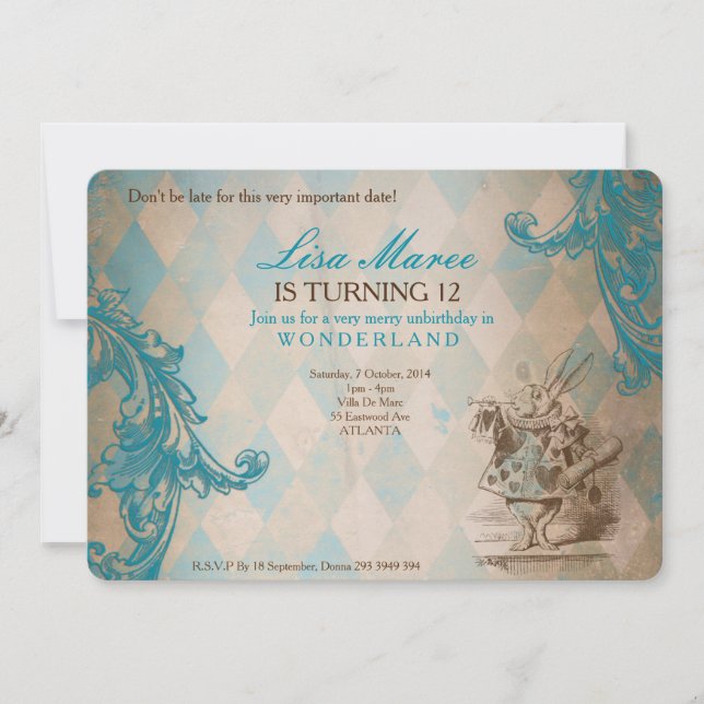 Alice au pays des merveilles - Invitation (Devant)