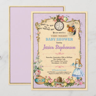 Alice au pays des merveilles Invitation baby showe