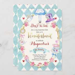 Alice Au Pays Des Merveilles Invitation Tea Party
