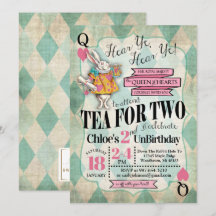 Alice au pays des merveilles Invitations d'anniver