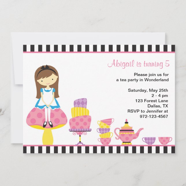 Alice au pays des merveilles Invitations de Tea Pa (Devant)