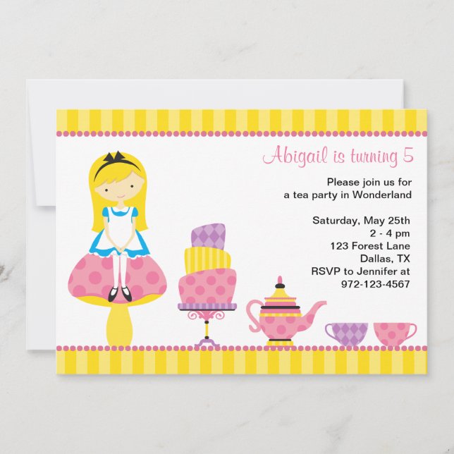 Alice au pays des merveilles Invitations de Tea Pa (Devant)