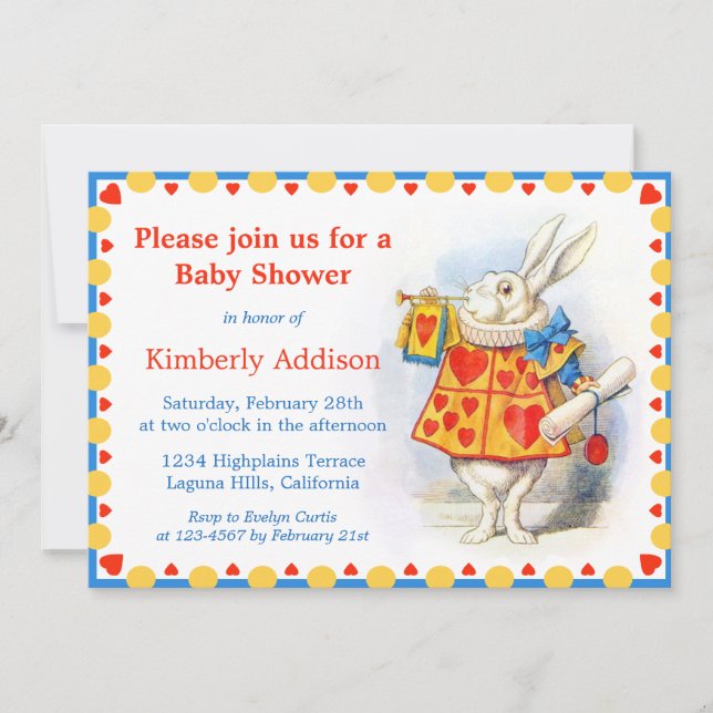 Alice au pays des merveilles Invitations du Baby s (Devant)