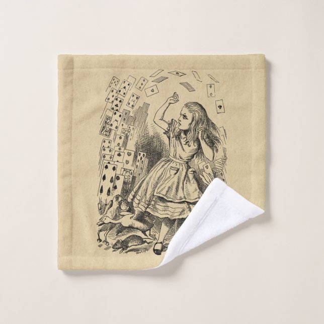 Alice au pays des merveilles Jouer aux cartes Art (Gant de toilette)