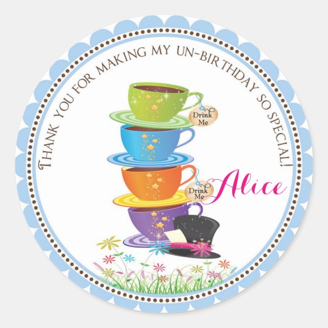 Alice au pays des merveilles Stickers d'anniversai (Devant)