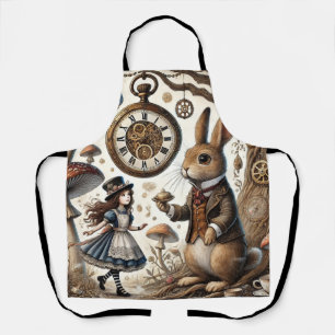 alice aventures in wonderland white rabbit apron