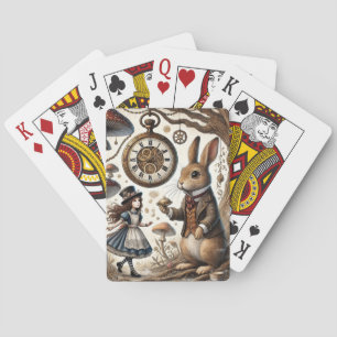 alice aventures in wonderland white rabbit playing cards