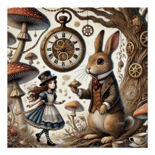 alice aventures in wonderland white rabbit poster