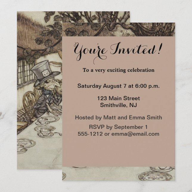 Alice Birthday Unbirthday Rabbit Hatter Party Invitation (Front/Back)