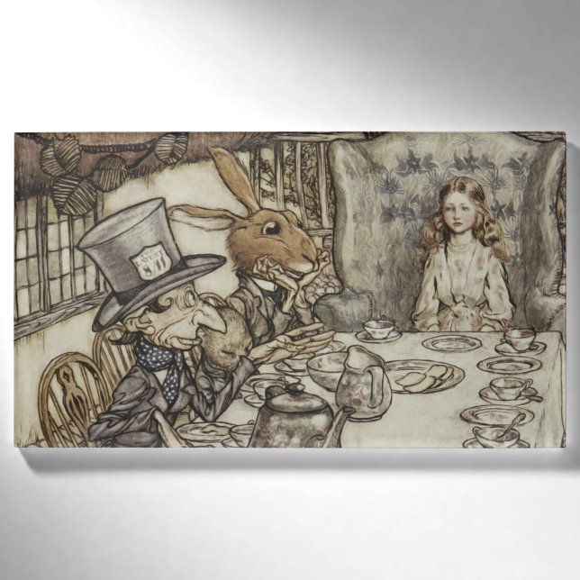 Alice Birthday Unbirthday Rabbit Hatter Party Name Tag (Front)