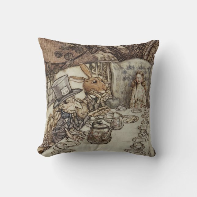Alice Birthday Unbirthday Rabbit Hatter Party Throw Pillow (Front)