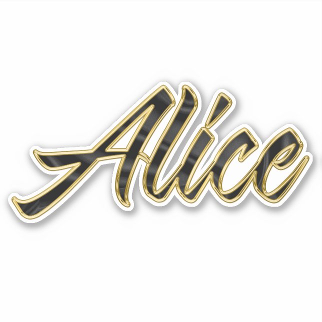 Alice black gold lettering decal sticker (Front)