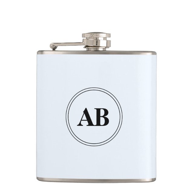 Alice blue solid colour with monogram hip flask (Front)