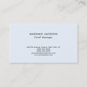 Alice Blue Stylish Plain Simple Professional Class Business Card