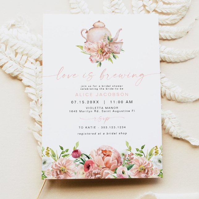 ALICE Blush Floral Bridal Tea Party Brunch Shower Invitation (Creator Uploaded)