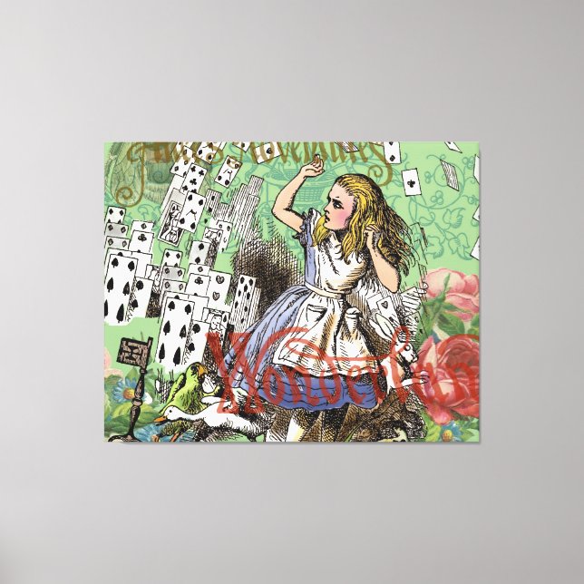 alice cards wonderland hatter rabbit  canvas print (Front)