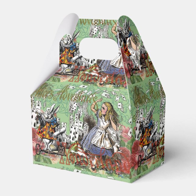 alice cards wonderland hatter rabbit  favor box (Front Side)